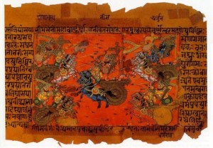 Mhabharata, illustration of a battle of Kurukshetra War